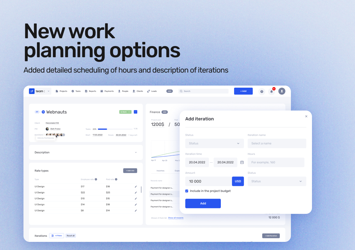 New Planning Features in if.team: Hour Detailing and Iteration Descriptions - фото 3