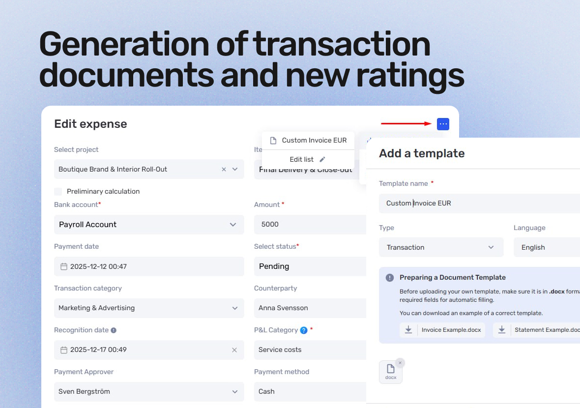 Document templates, auto-renewal for subscriptions, and new rate options - фото 3