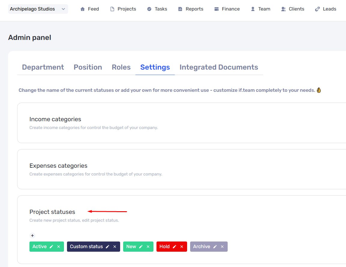Flexible Project Statuses, API Keys, and Custom Transaction Fields in if.team - фото 4