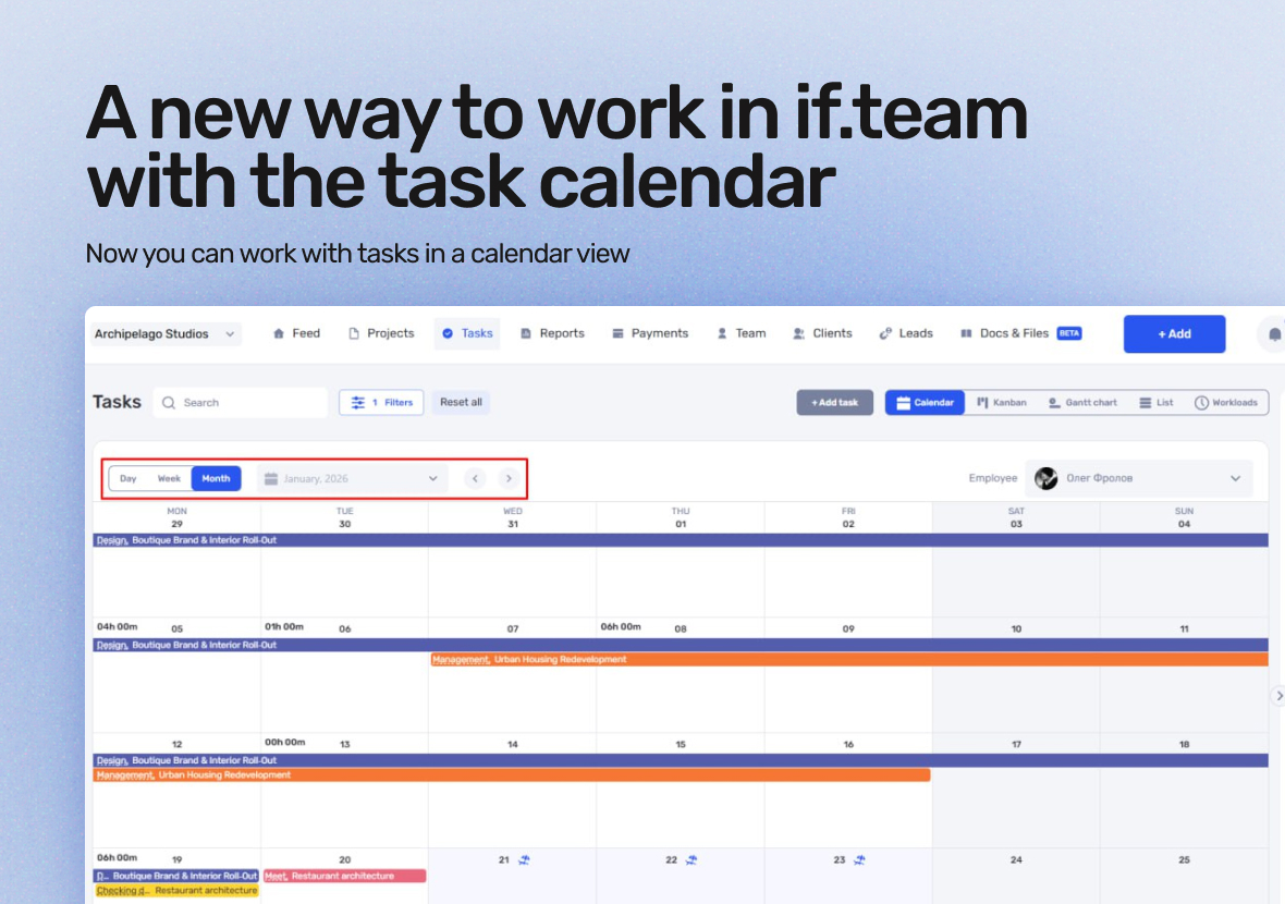 Task Calendar in if.team for Real-Time Work Planning - фото 3
