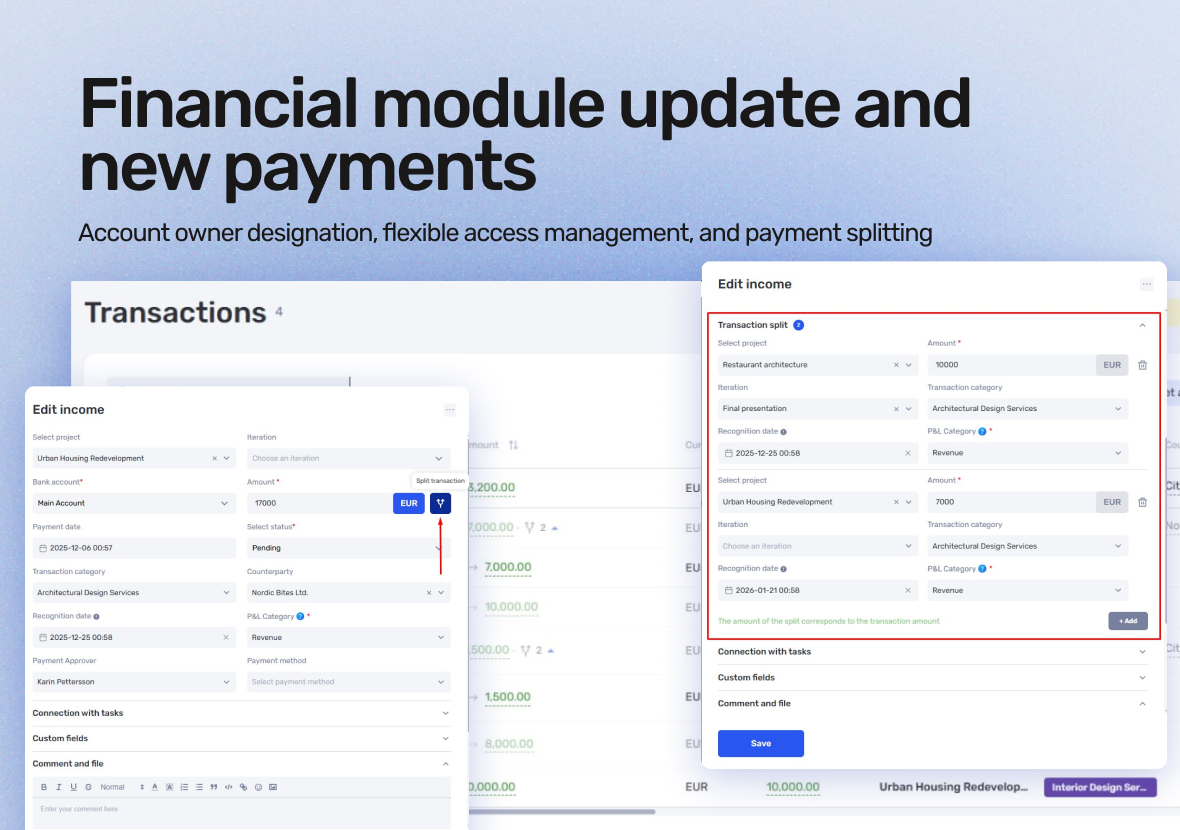 if.team Financial Module Update: Account Owners, Report Access Control, and Payment Splitting - фото 3